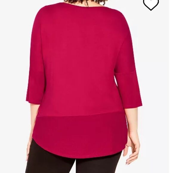 Zim & Zoe Plus Size Contrast Rib Scoop Neck Top Watermelon Size 18 Nwt - Picture 2 of 7